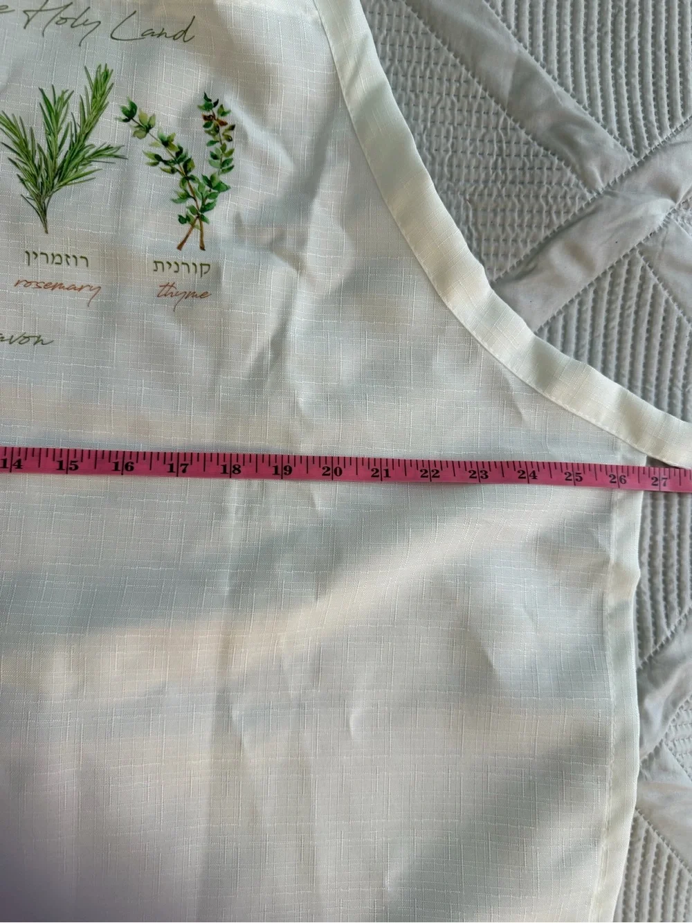 White Botanical Herb Print Kitchen Apron